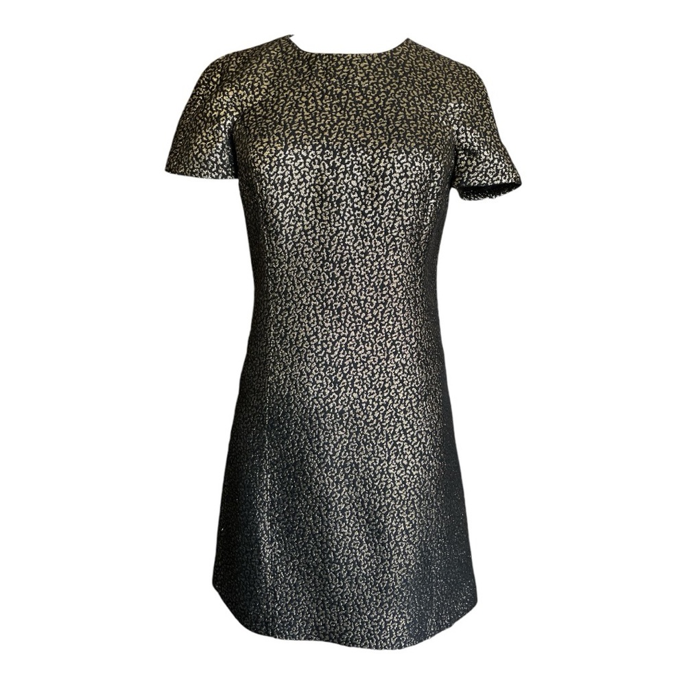 Michael Kors Collection Black Gold Leopard Mini Dress Size 2